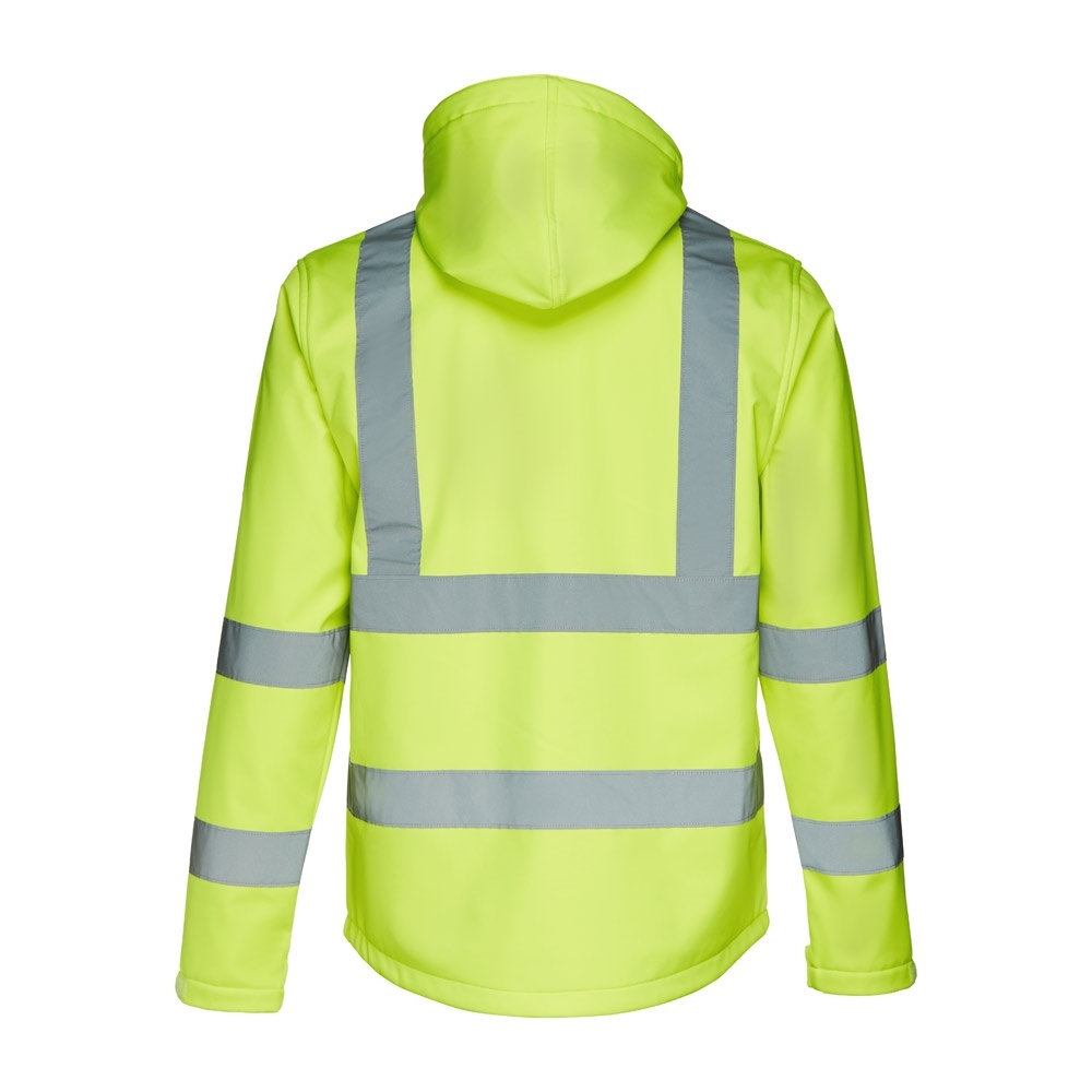 THC ZAGREB WORK. High-visibility softshell jacket for men, with removable hood
