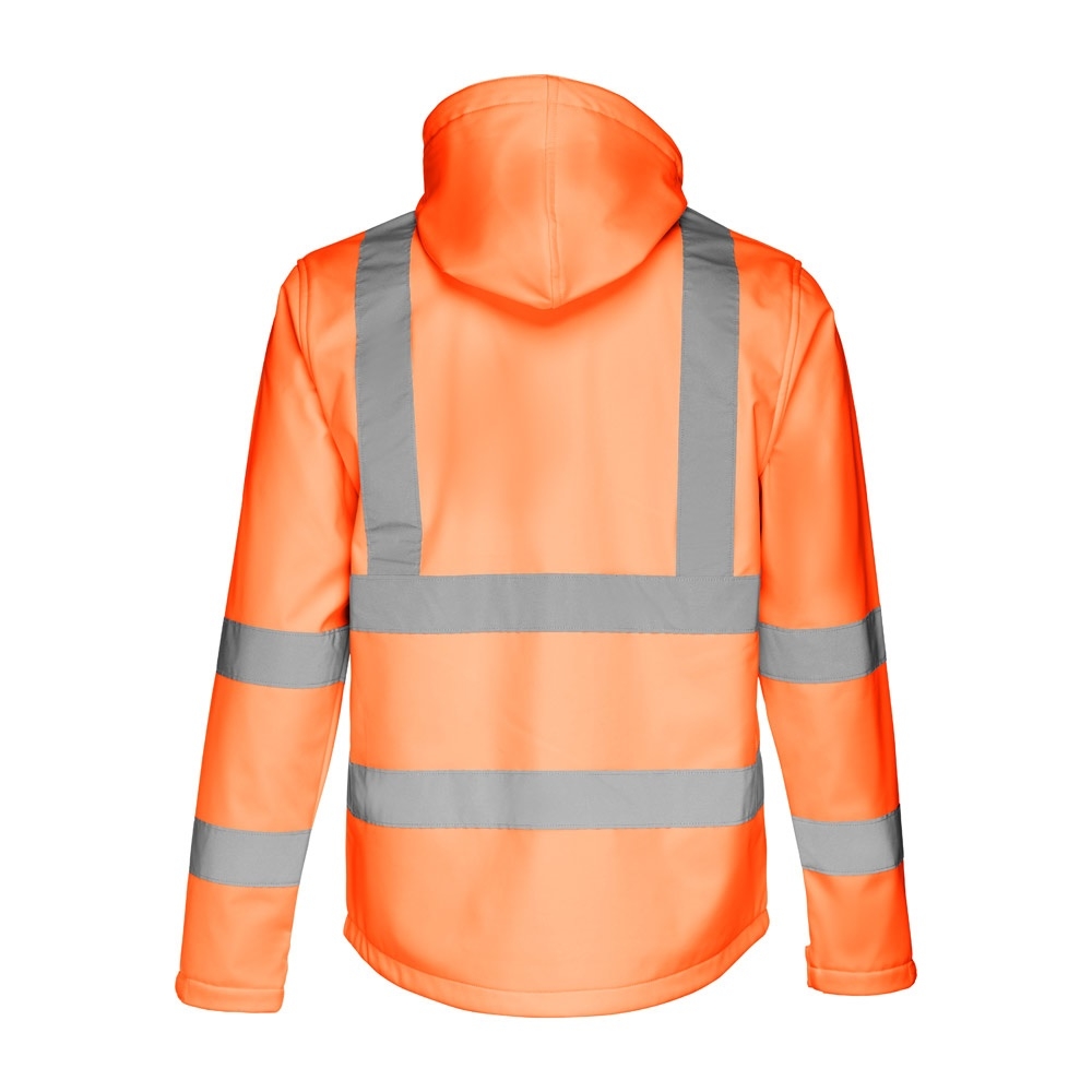 THC ZAGREB WORK. High-visibility softshell jacket for men, with removable hood