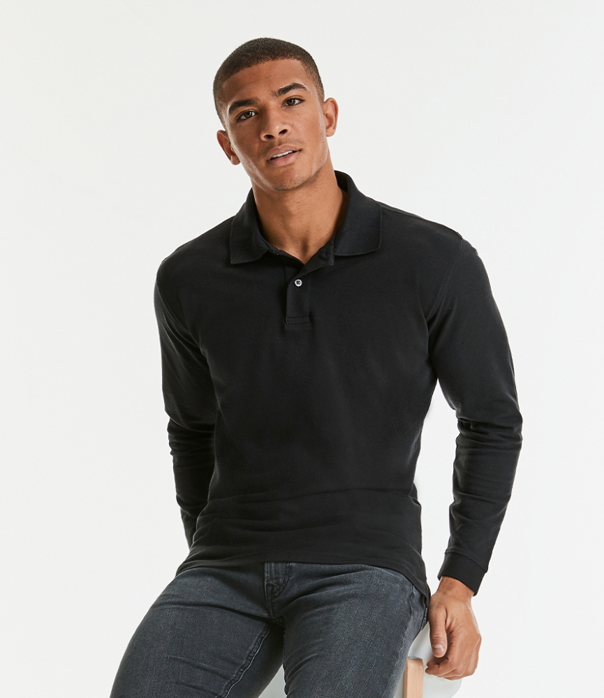 Russell Classic Long Sleeve Cotton Piqué Polo Shirt