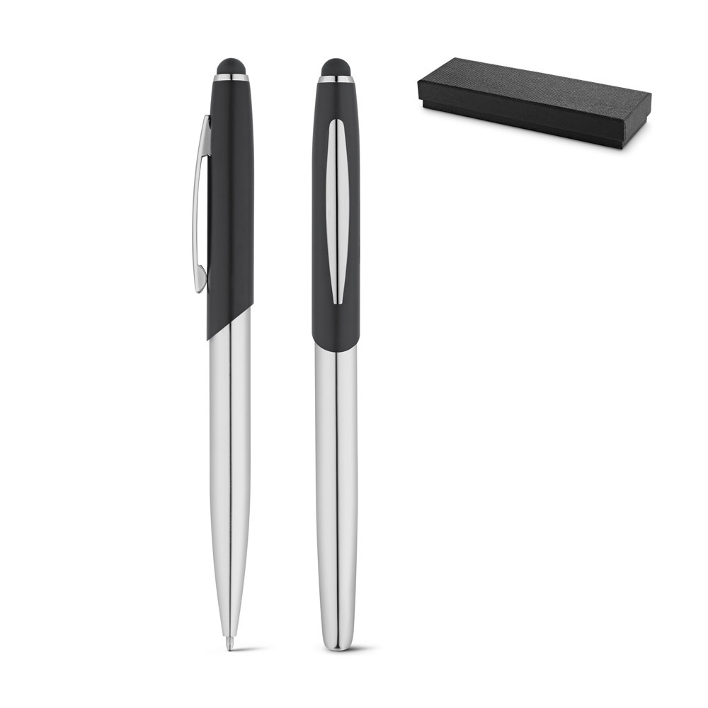 DOUBLETTE. Roller pen and ball pen set in metal