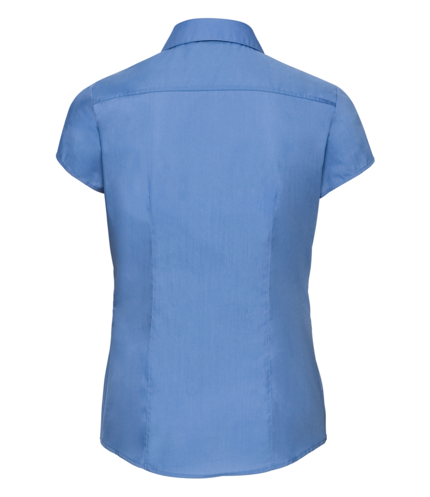 Russell Collection Ladies Cap Sleeve Fitted Poplin Shirt