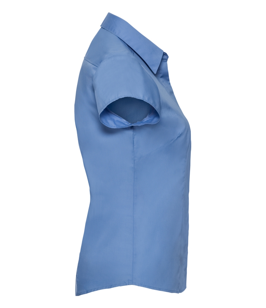 Russell Collection Ladies Cap Sleeve Fitted Poplin Shirt