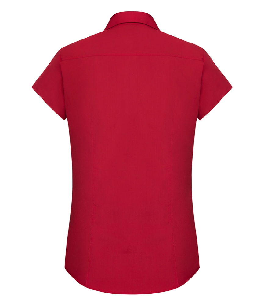 Russell Collection Ladies Cap Sleeve Fitted Poplin Shirt