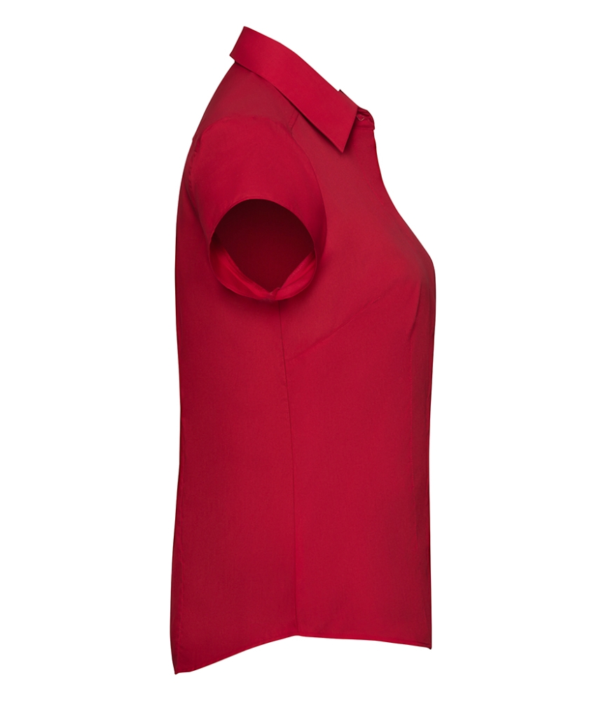 Russell Collection Ladies Cap Sleeve Fitted Poplin Shirt