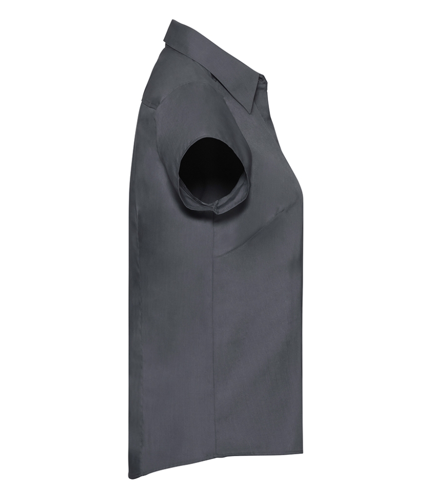 Russell Collection Ladies Cap Sleeve Fitted Poplin Shirt