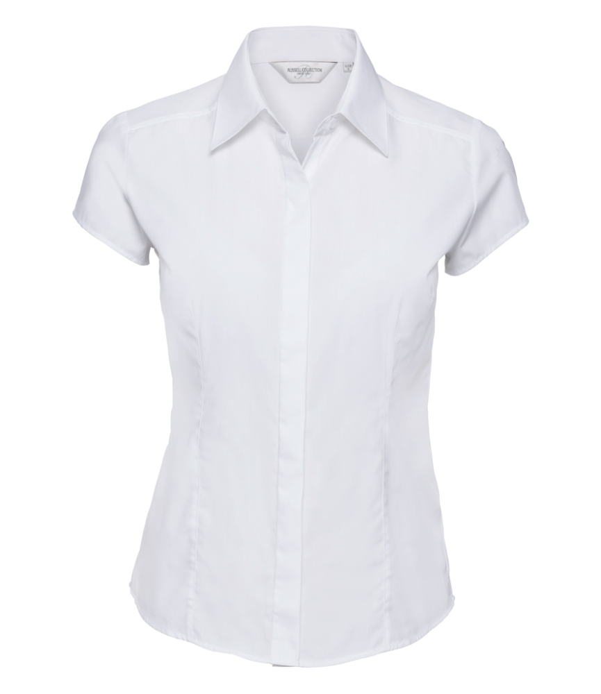 Russell Collection Ladies Cap Sleeve Fitted Poplin Shirt