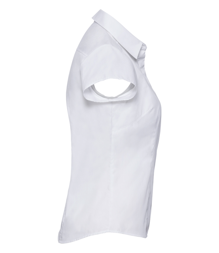 Russell Collection Ladies Cap Sleeve Fitted Poplin Shirt