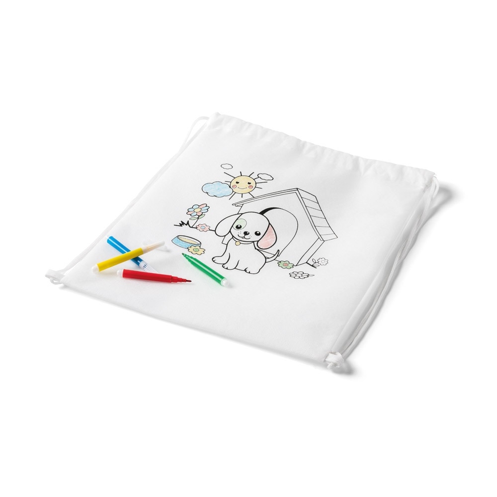 DRAWS. Kid's colouring drawstring bag
