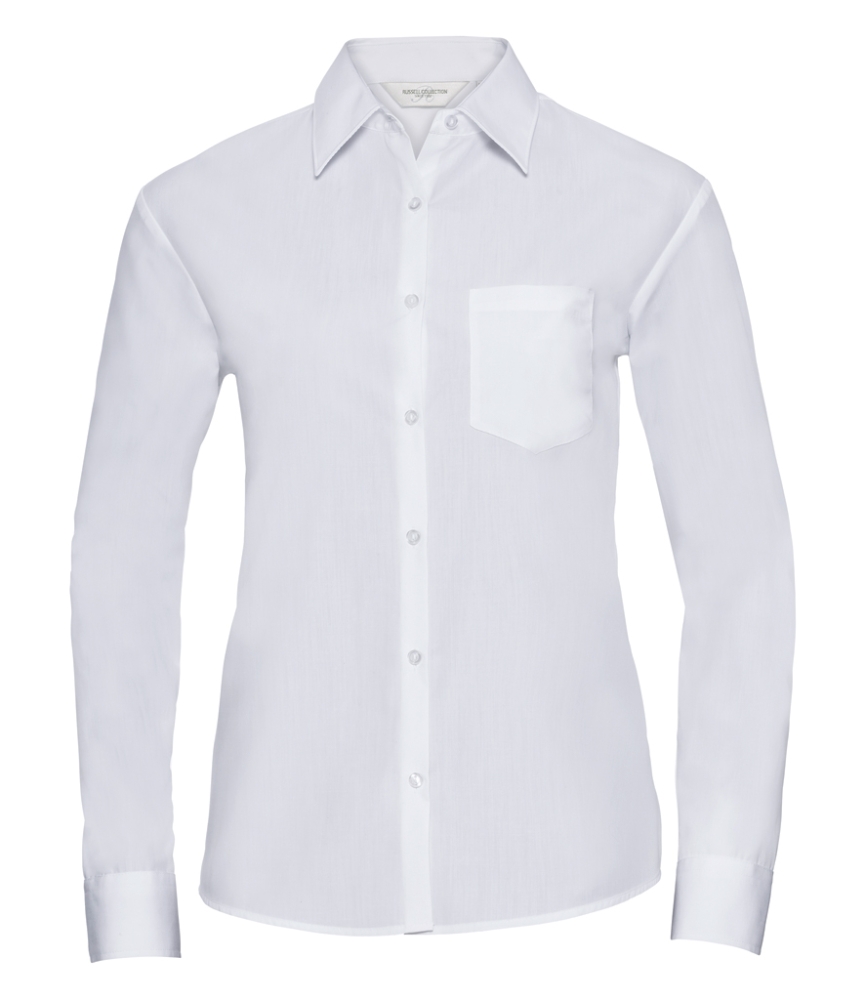 Russell Collection Ladies Long Sleeve Easy Care Poplin Shirt