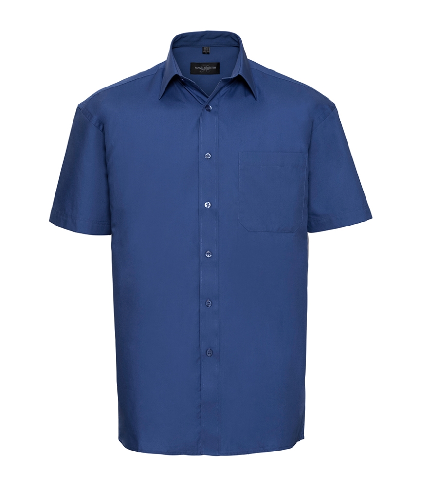 Russell Collection Short Sleeve Easy Care Cotton Poplin Shirt