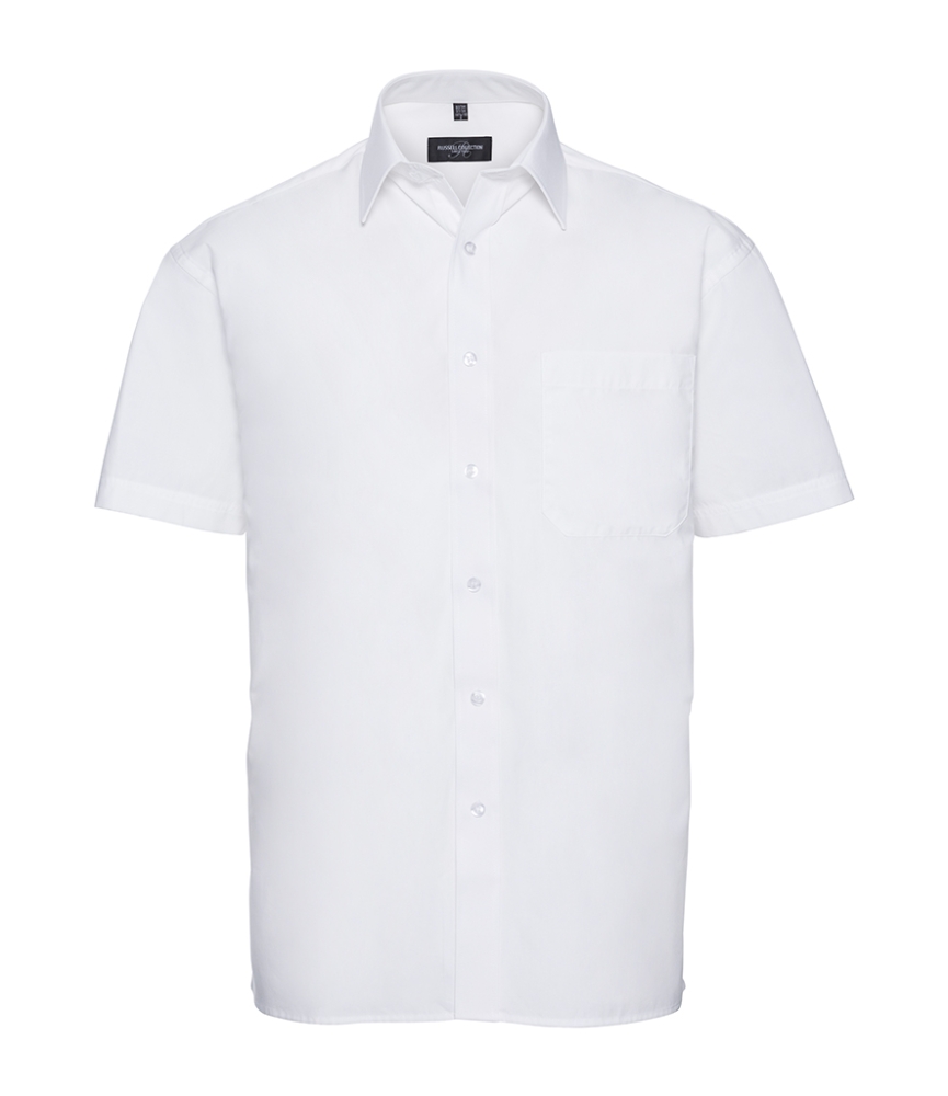 Russell Collection Short Sleeve Easy Care Cotton Poplin Shirt