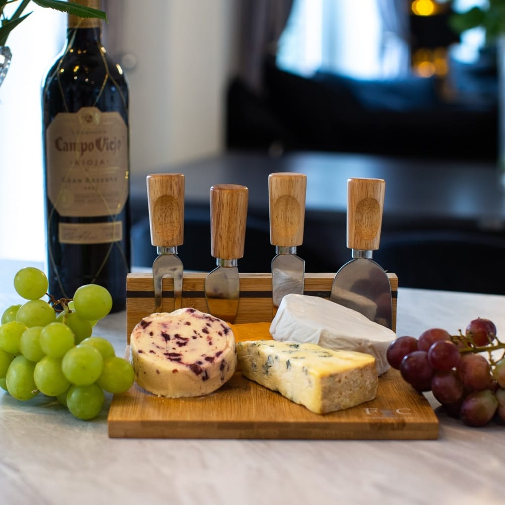 Branded Bamboo cheese board & tools set