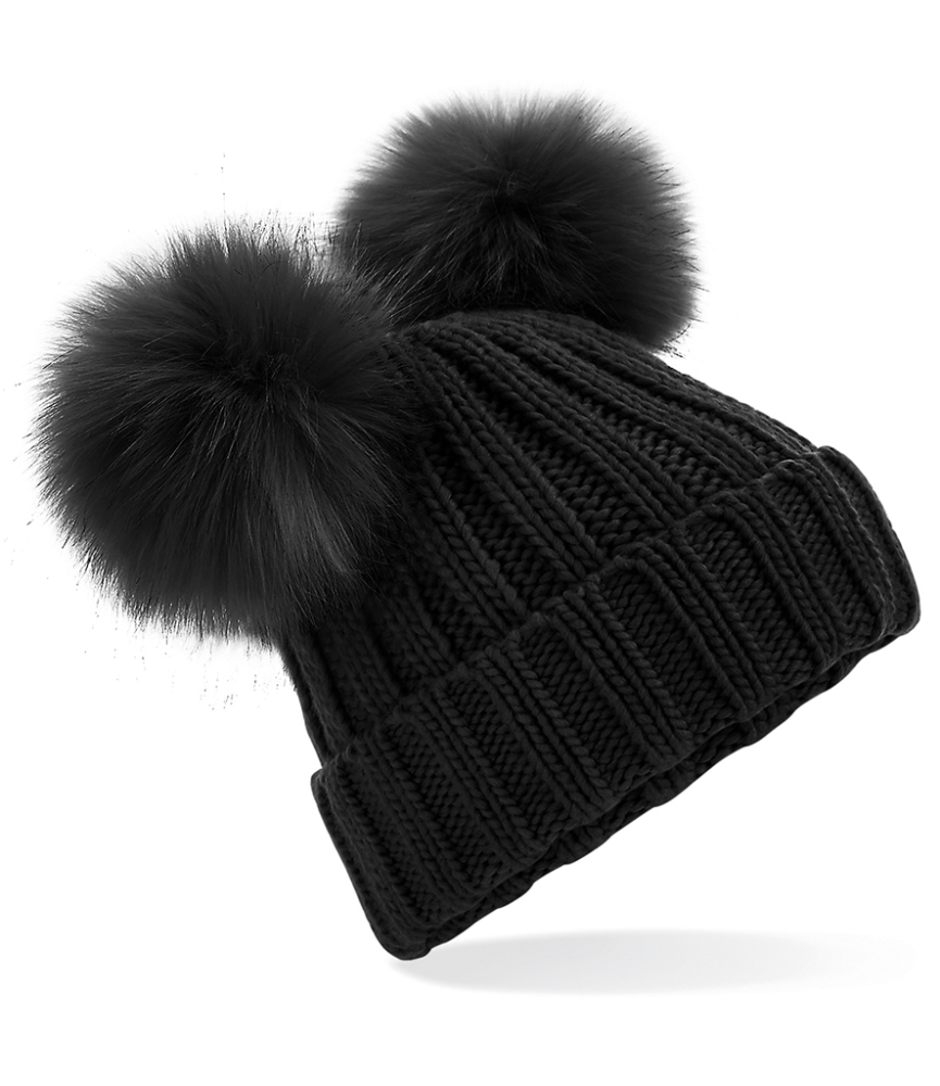Beechfield Faux Fur Double Pop Pom Beanie