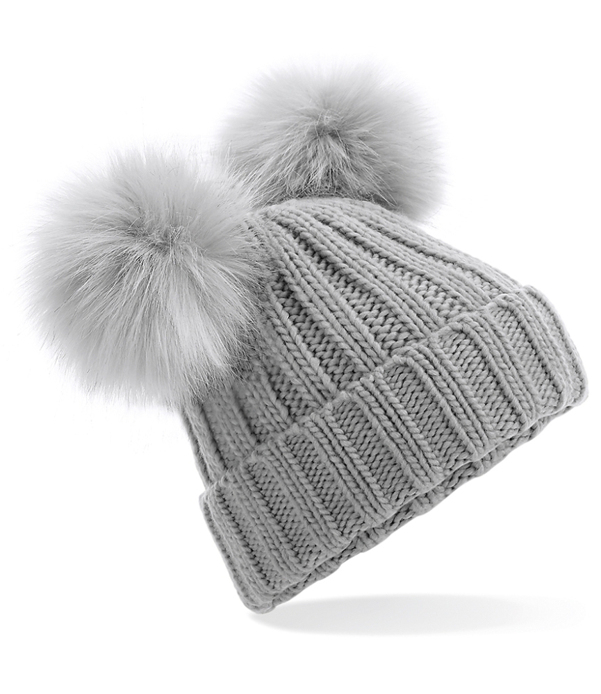 Beechfield Faux Fur Double Pop Pom Beanie