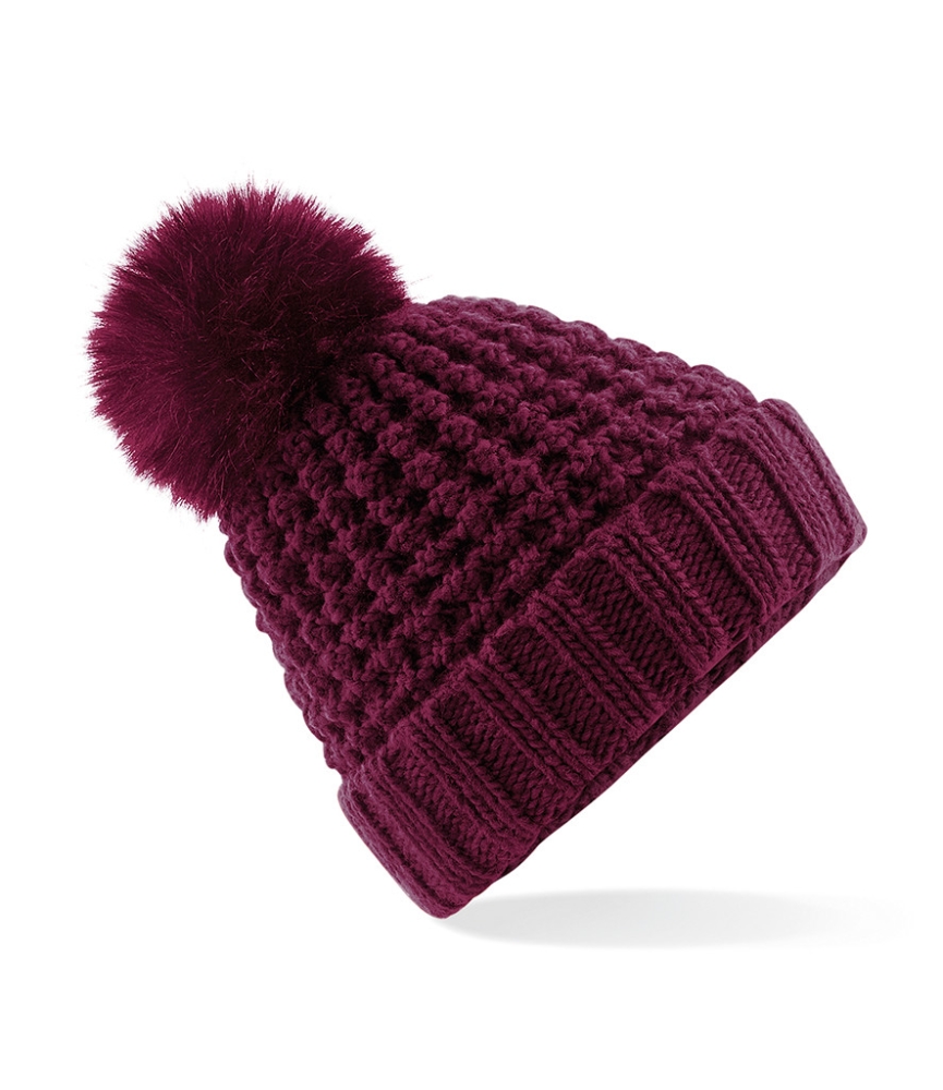 Beechfield Popcorn Fur Pop Pom Beanie