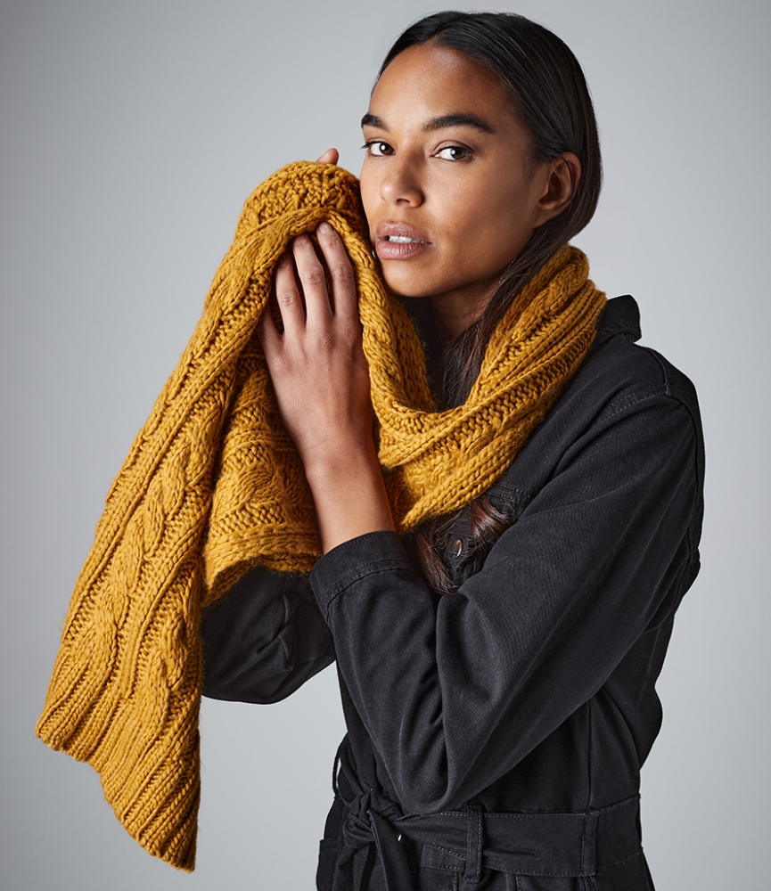 Beechfield Cable Knit Melange Scarf
