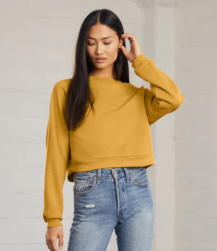 Bella Ladies Raglan Cropped Pullover Sweatshirt