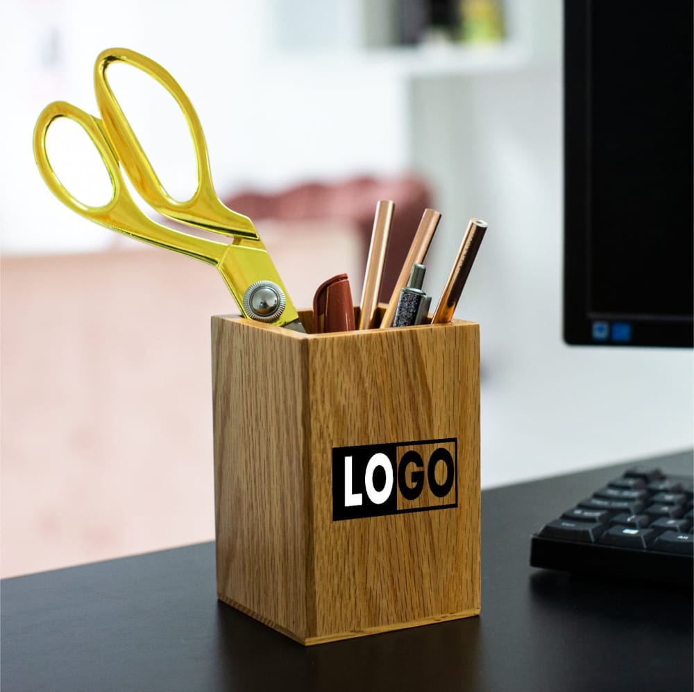Branded Oak Pen Pot