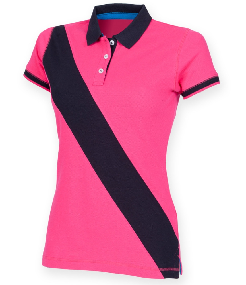 Front Row Ladies Diagonal Stripe Cotton Piqué Polo Shirt