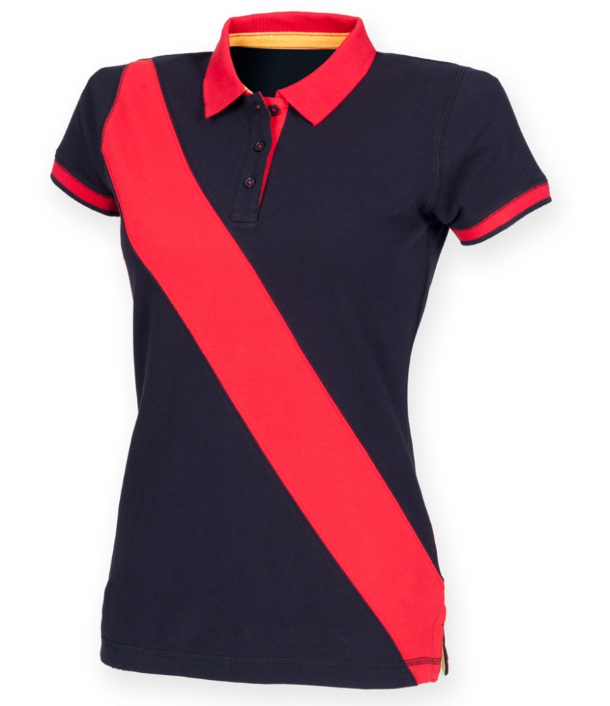 Front Row Ladies Diagonal Stripe Cotton Piqué Polo Shirt