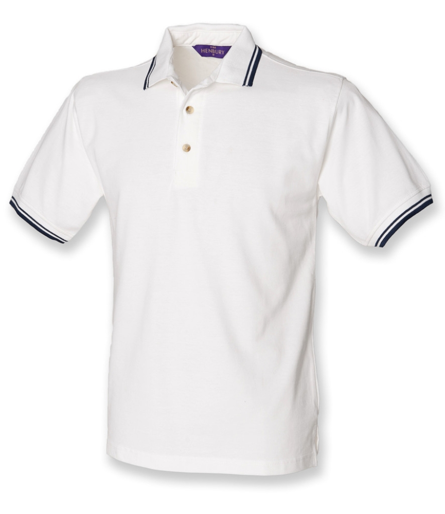 Henbury Contrast Double Tipped Cotton Piqué Polo Shirt
