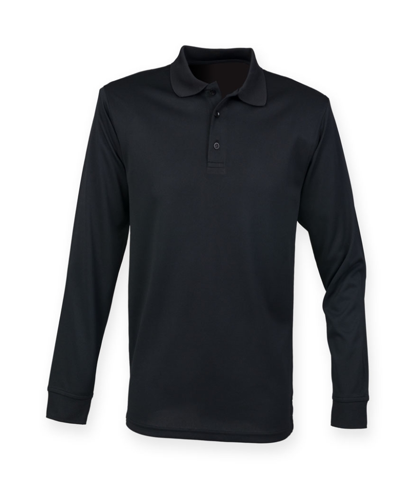 Henbury Unisex Long Sleeve Coolplus® Piqué Polo Shirt