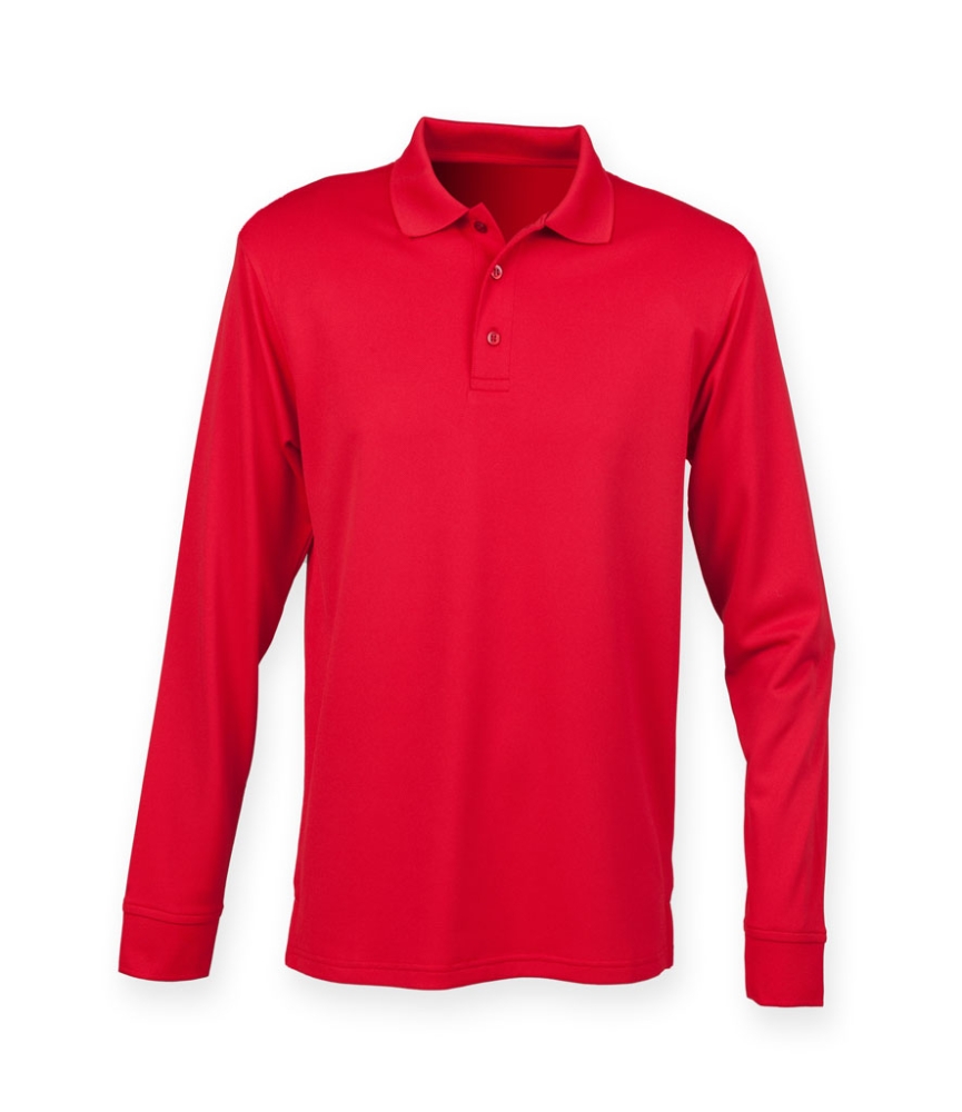 Henbury Unisex Long Sleeve Coolplus® Piqué Polo Shirt