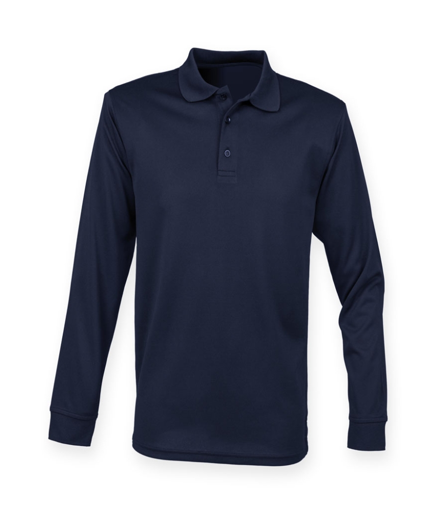 Henbury Unisex Long Sleeve Coolplus® Piqué Polo Shirt
