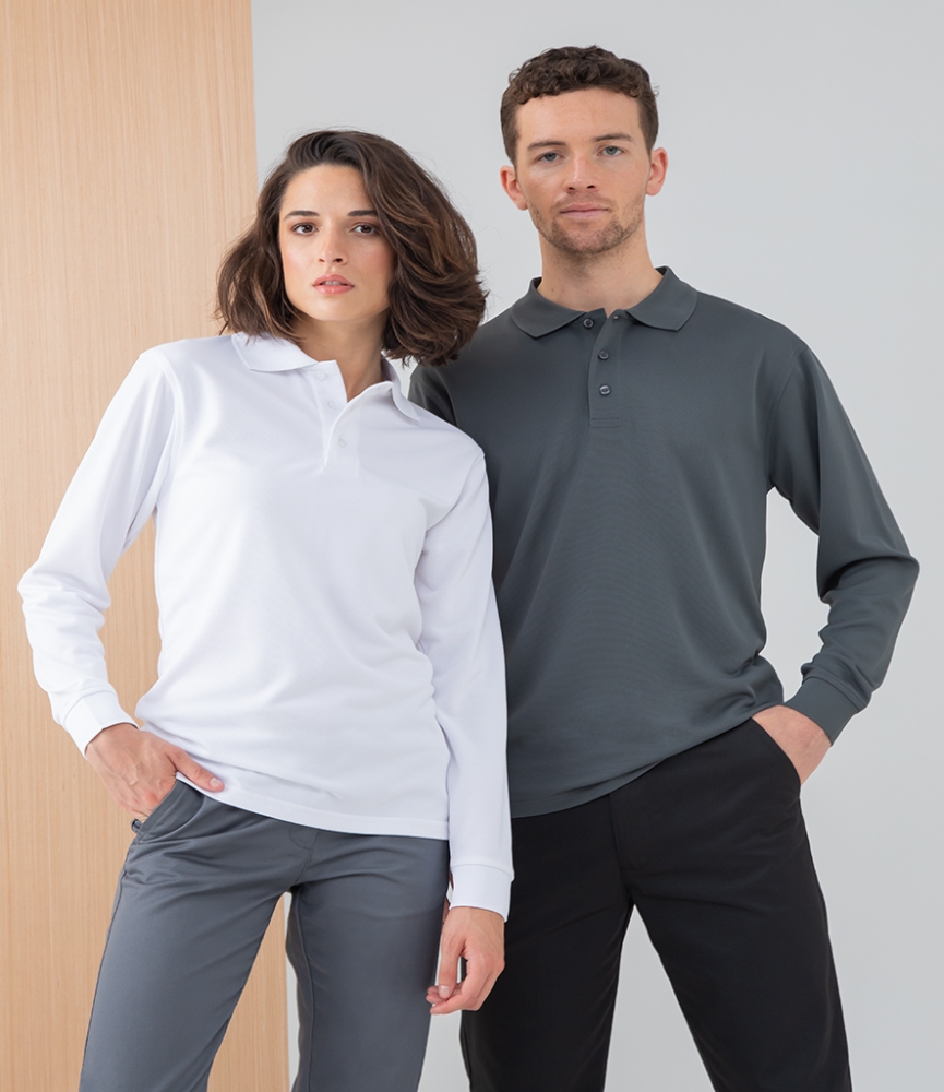Henbury Unisex Long Sleeve Coolplus® Piqué Polo Shirt