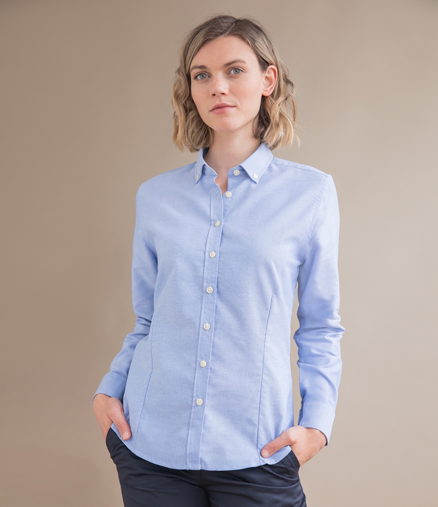Henbury Ladies Modern Long Sleeve Regular Fit Oxford Shirt
