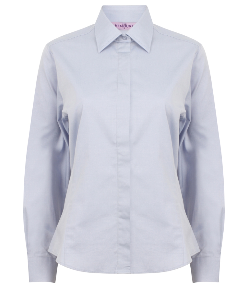 Henbury Ladies Long Sleeve Pinpoint Oxford Shirt