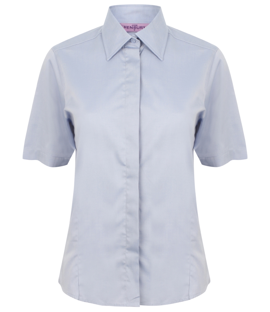Henbury Ladies Short Sleeve Pinpoint Oxford Shirt