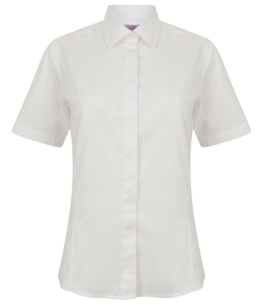 Henbury Ladies Short Sleeve Pinpoint Oxford Shirt