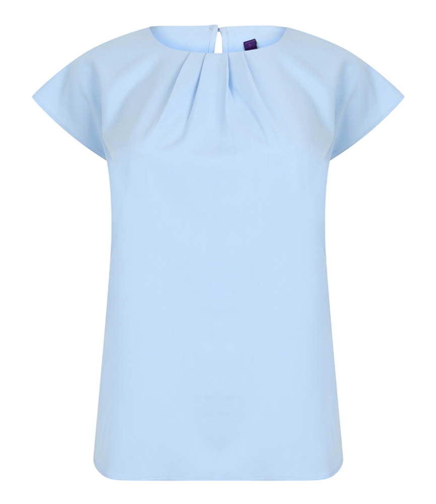 Henbury Ladies Pleat Front Short Sleeve Blouse