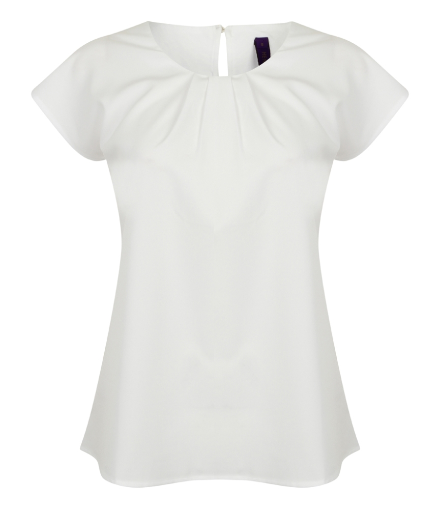 Henbury Ladies Pleat Front Short Sleeve Blouse
