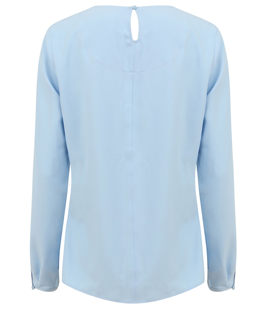 Henbury Ladies Pleat Front Long Sleeve Blouse