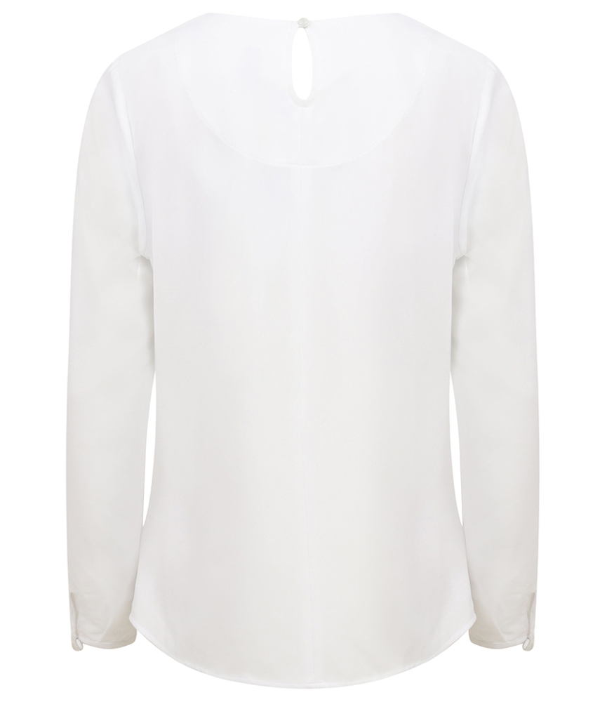Henbury Ladies Pleat Front Long Sleeve Blouse