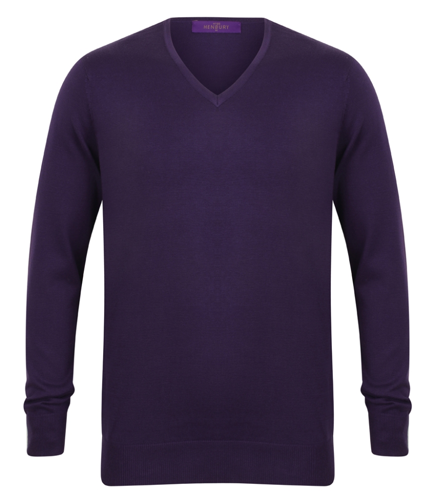 Henbury Lightweight Cotton Acrylic V Neck Sweater
