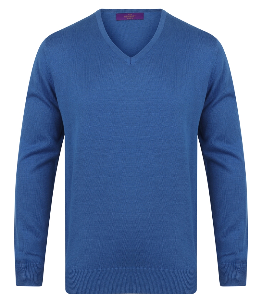 Henbury Lightweight Cotton Acrylic V Neck Sweater