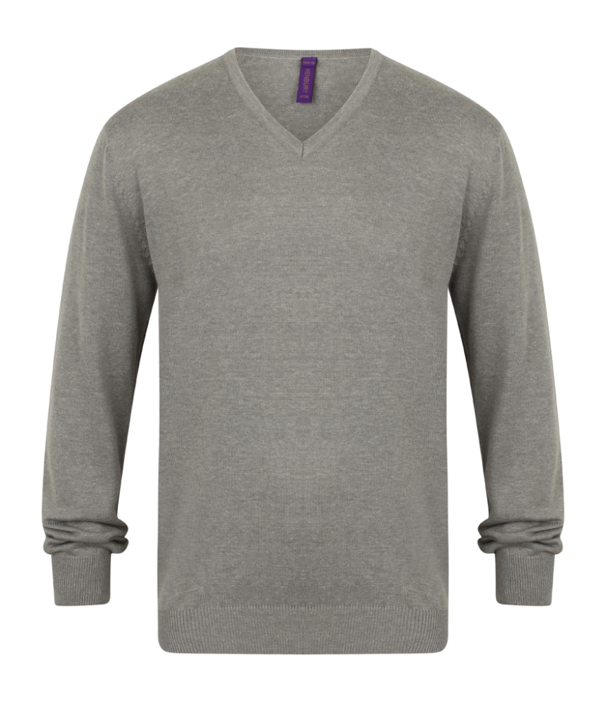 Henbury Lightweight Cotton Acrylic V Neck Sweater