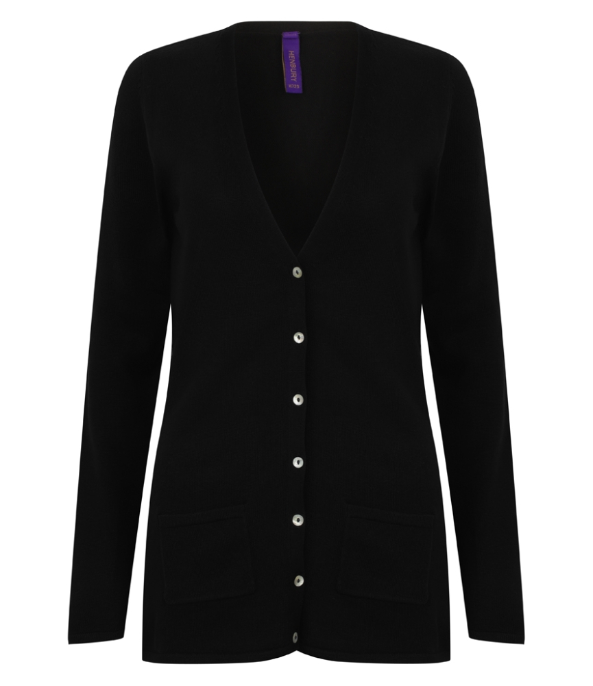 Henbury Ladies Cotton Acrylic V Neck Cardigan