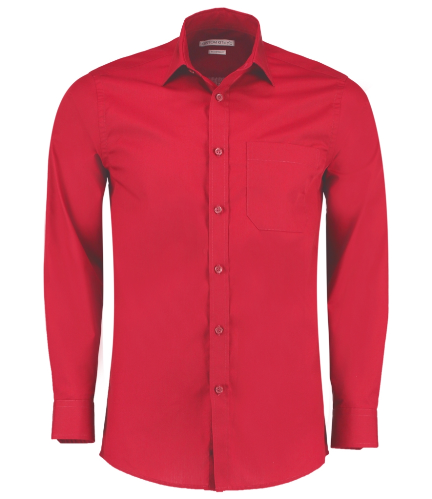 Kustom Kit Long Sleeve Tailored Poplin Shirt