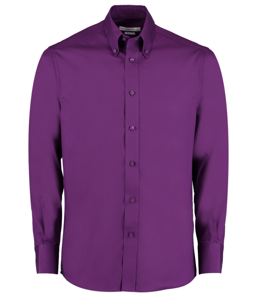 Kustom Kit Premium Long Sleeve Tailored Oxford Shirt
