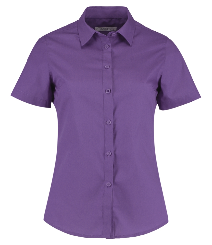 Kustom Kit Ladies Short Sleeve Tailored Poplin Shirt