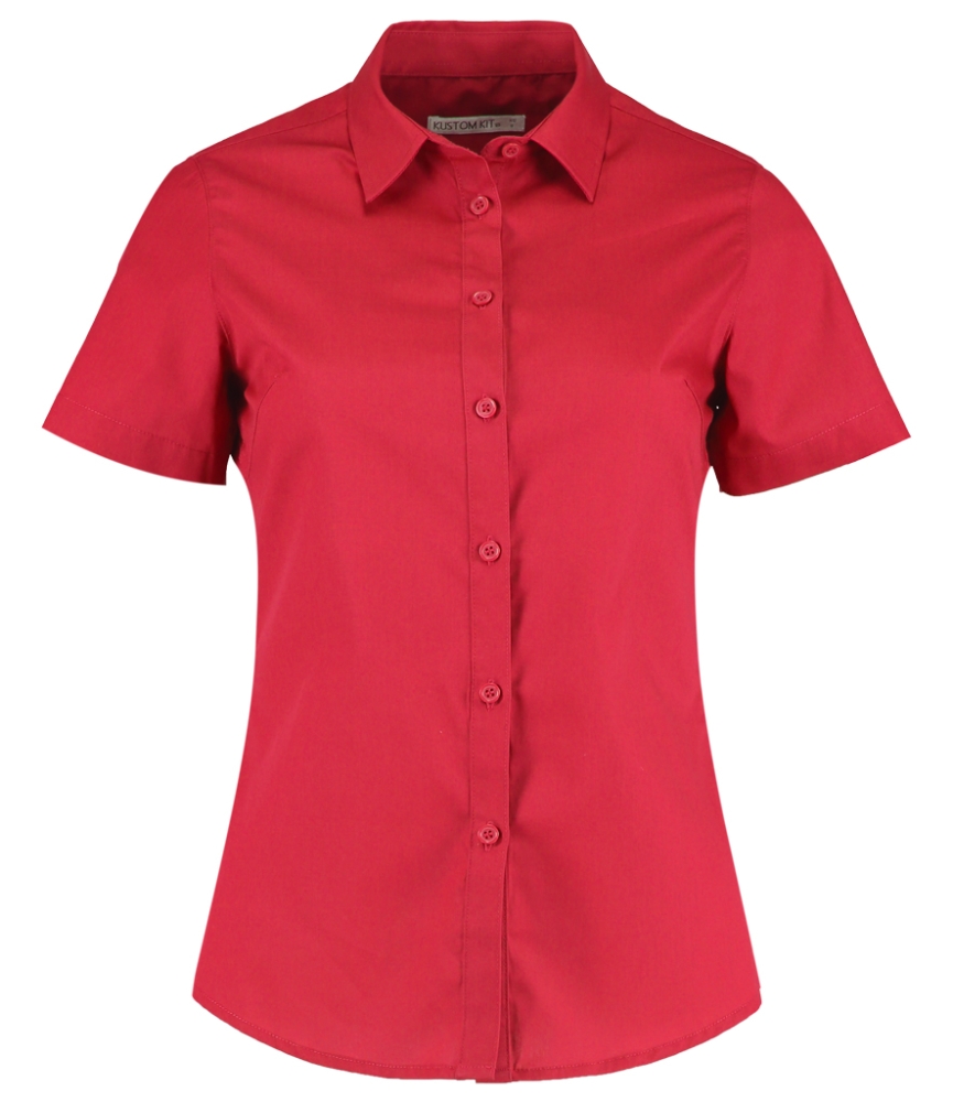 Kustom Kit Ladies Short Sleeve Tailored Poplin Shirt