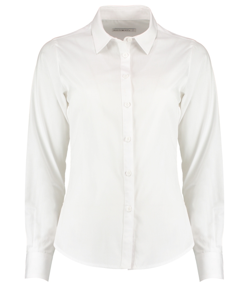 Kustom Kit Ladies Long Sleeve Tailored Poplin Shirt