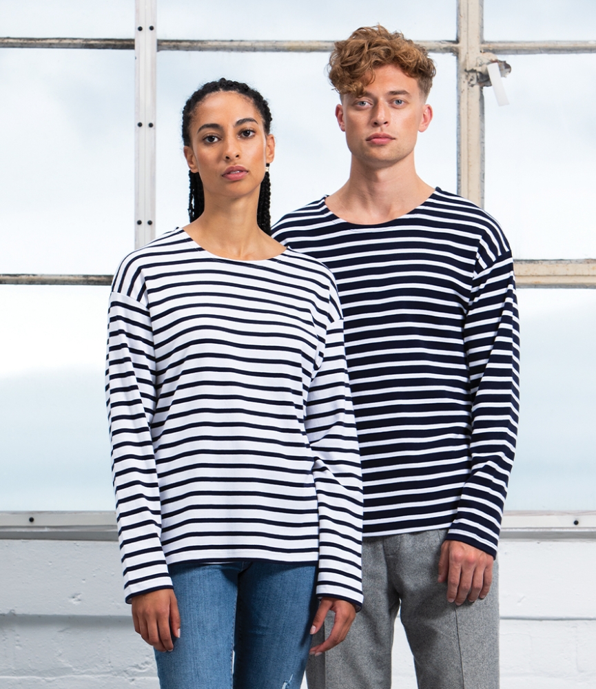 One By Mantis Unisex Long Sleeve Breton Stripe T-Shirt