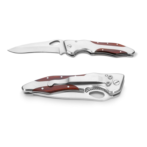 LAWRENCE . Pocket knife in stainless steel and wood
