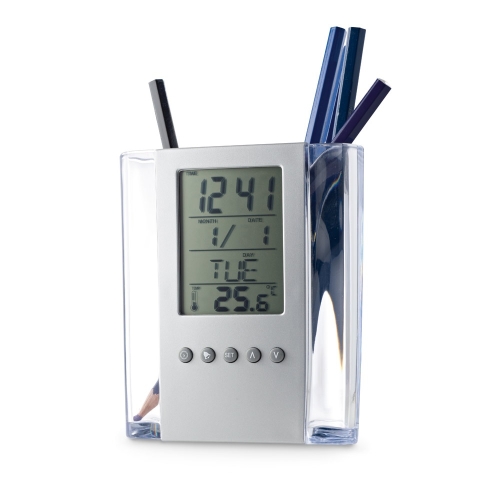 EDEM. Ball pen holder with digital clock