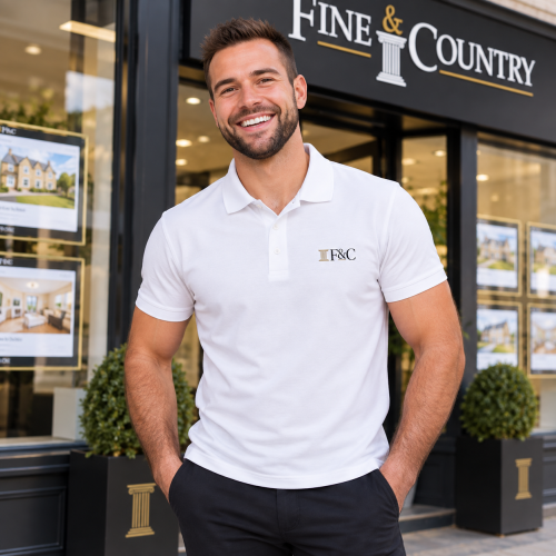 Fine & Country Embroidered Men's Polo  white